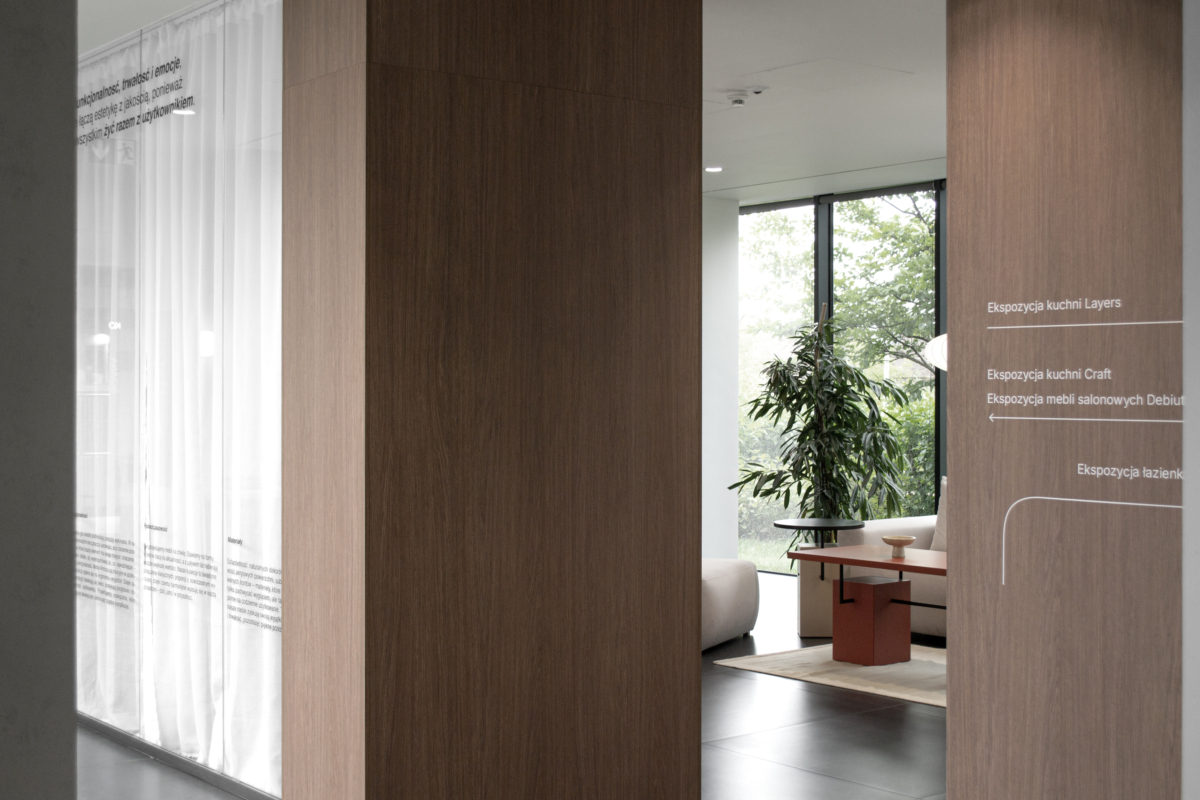 Strefy ekspozycji mebli w showroomie